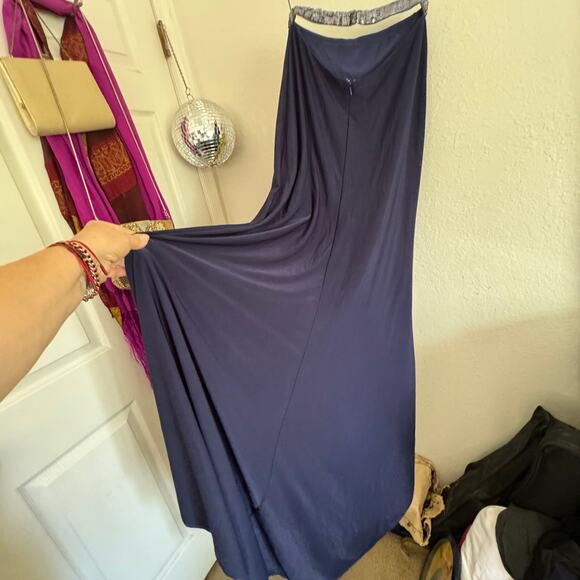 Vintage 1970s Midnight Blue Qiana Jersey Sequin Strapless Dancing Queen Gown - Picture 11 of 12